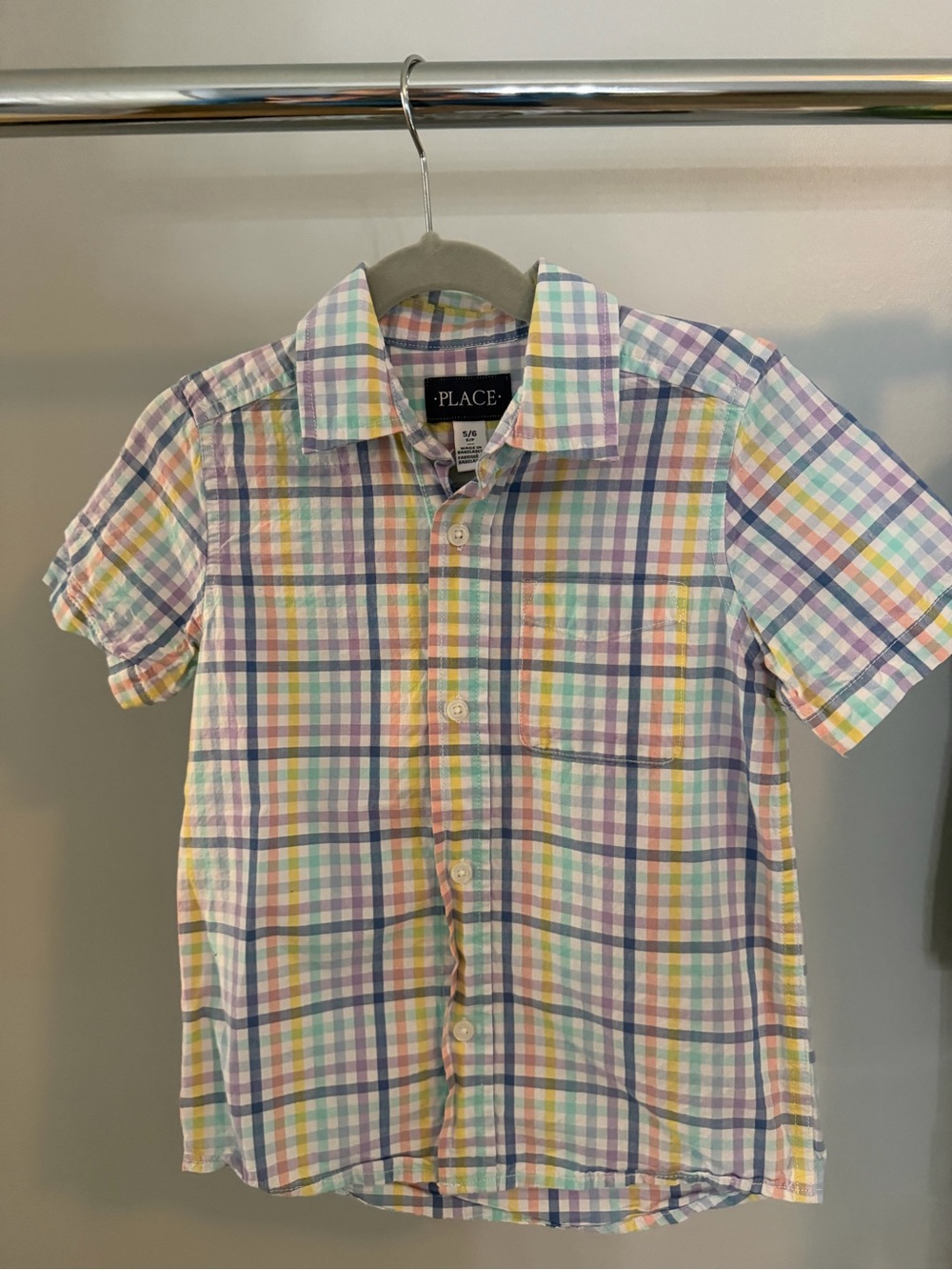 The Children's Place Pastel Multi-Check Short Sleeve Button-Down Shirt